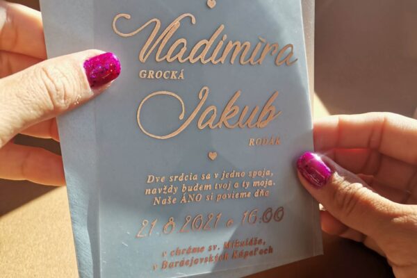 transparentné svadobné oznámenie