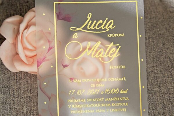 transparentné svadobné oznámenie