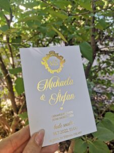 svadobné oznámenie s metalickou razbou