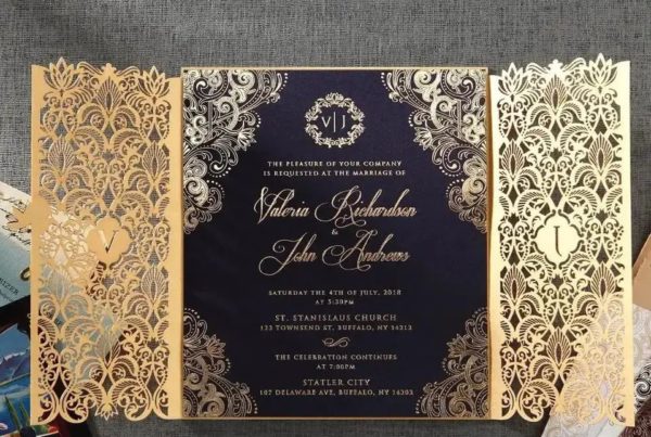 Luxusné svadobné oznámenie Laser Cut GOLD Royal