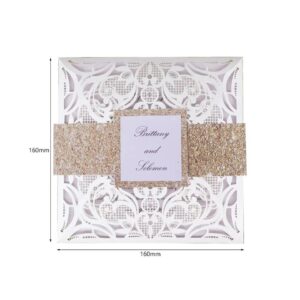 luxusné svadobné oznámenie laser cut square gold