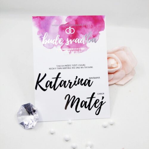 transparentné svadobné oznámenie silver love