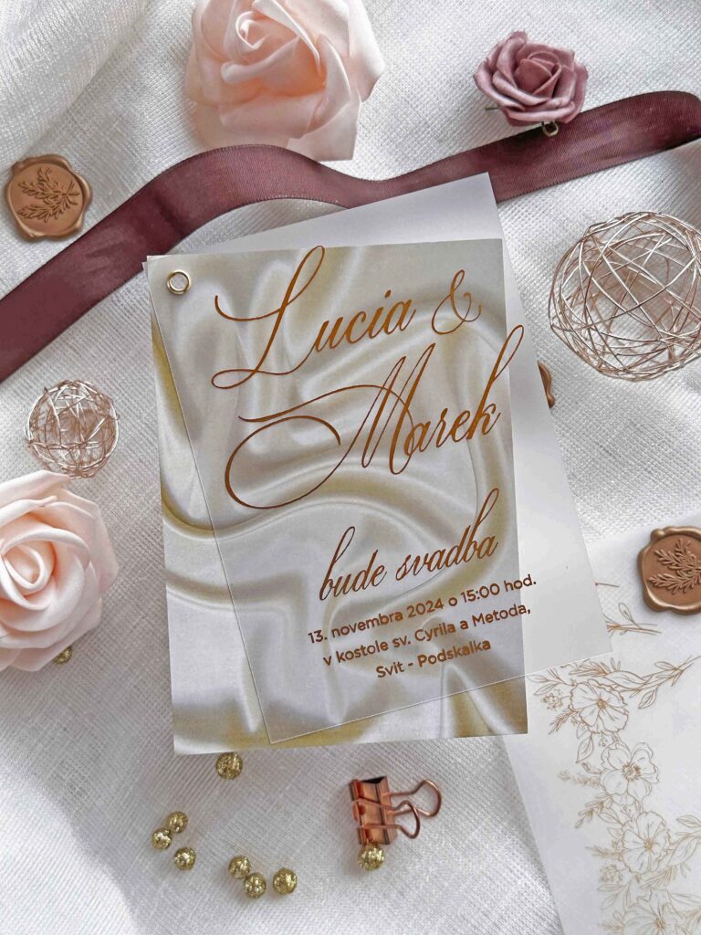Luxusné svadobné oznámenie Satén