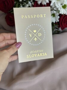 svadobné oznámenie letenka s pasom