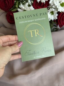 svadobné oznámenie letenka s pasom