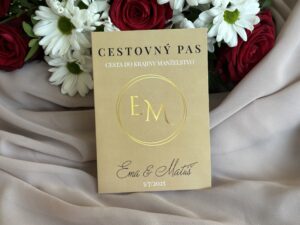 svadobné oznámenie letenka s pasom