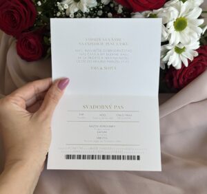 svadobné oznámenie letenka s pasom