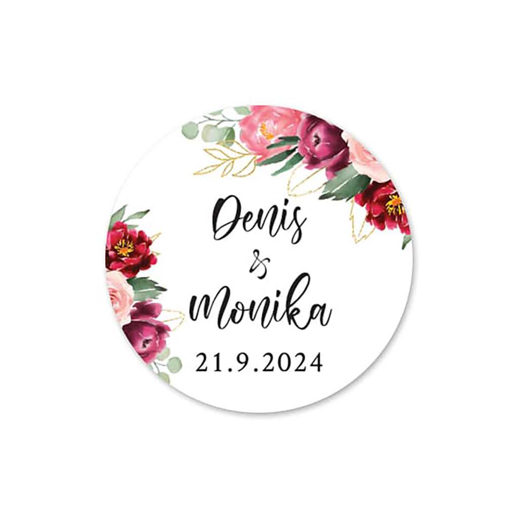 etiketa na svadobnú výslužku kvety