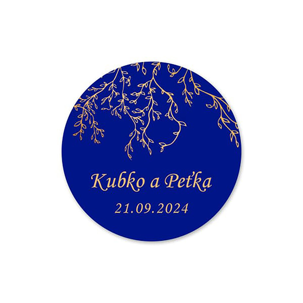 Etiketa na svadobnú výslužku modrá