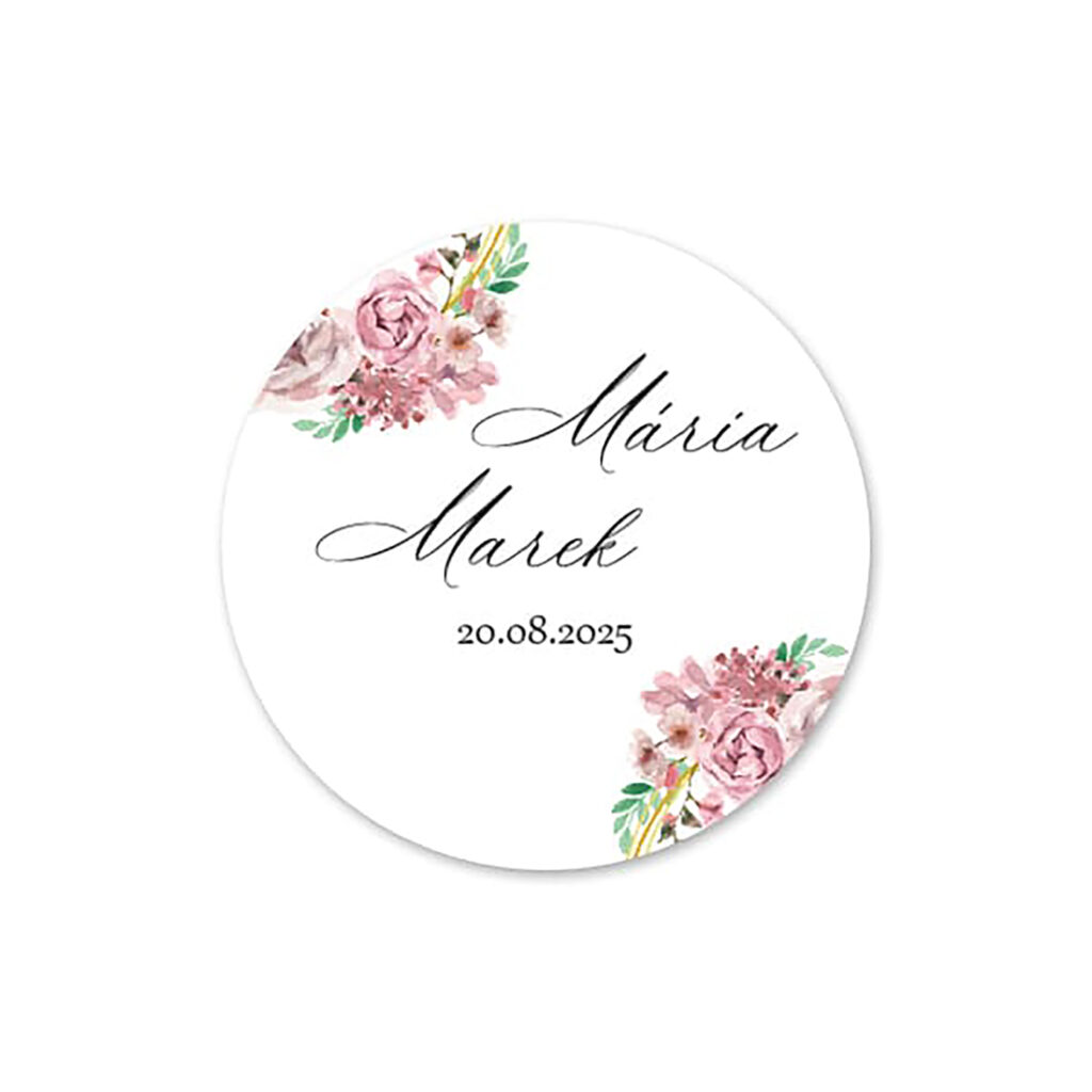 Etiketa na svadobnú výslužku floral