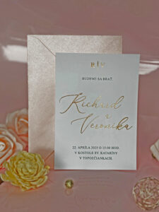 luxusné svadobné oznámenie s metalickou potlačou