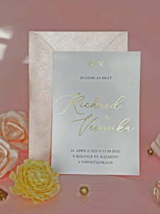 luxusné svadobné oznámenie s metalickou potlačou