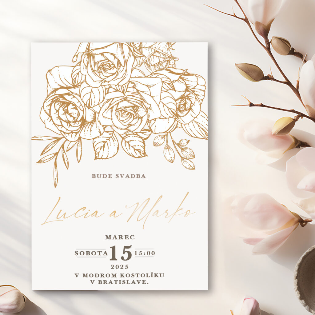 Luxusné svadobné oznámenie zlaté LSO2025-17
