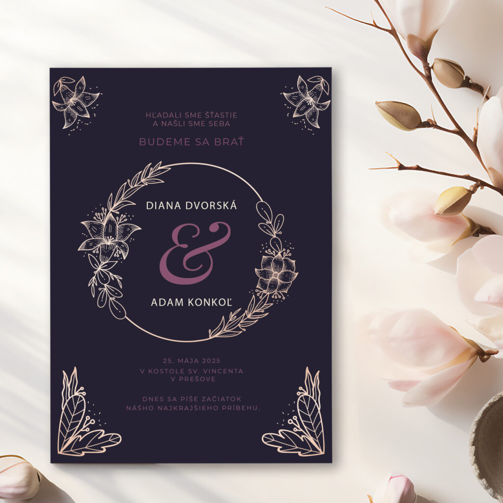 Luxusné svadobné oznámenie fialové LSO2025-18