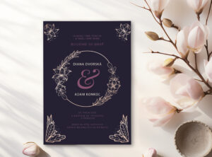 luxusné fialové svadobné oznámenie