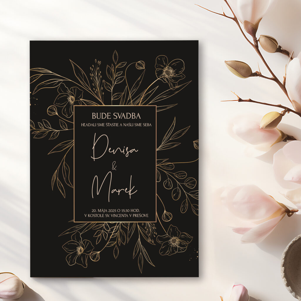 Luxusné svadobné oznámenie zlaté LSO2025-20