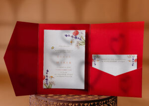 rozkladacie svadobné oznámenie červené