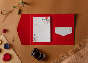 rozkladacie svadobné oznámenie červené