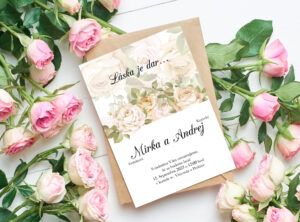 svadobné oznámenie s kyticou