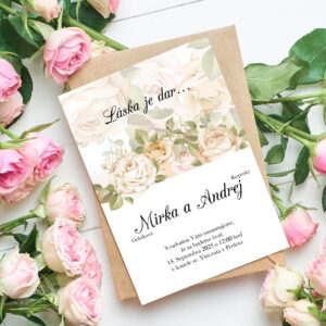 svadobné oznámenie s kyticou