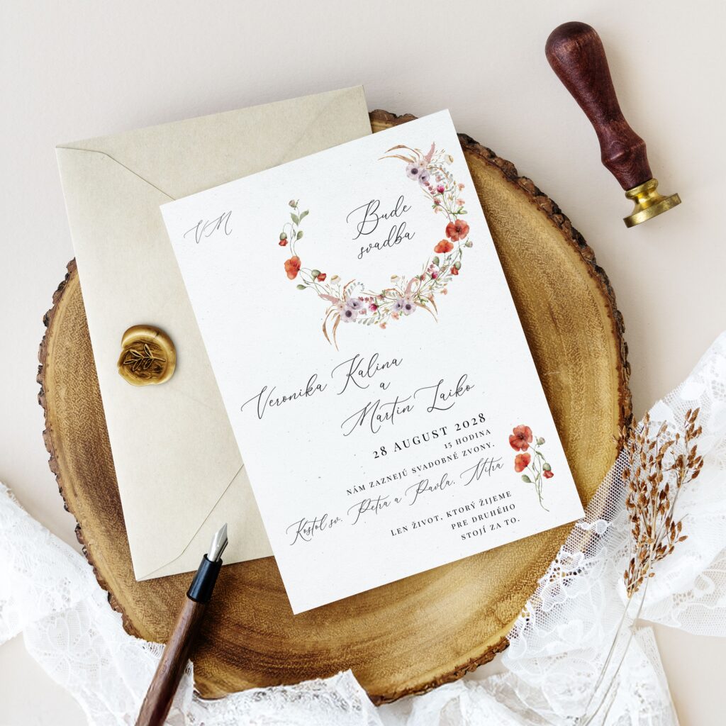 Luxusné svadobné oznámenie s vlčím makom LSO2025_0404