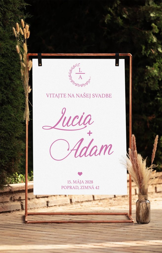 Svadobná uvítacia tabuľa Rose Love