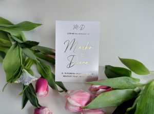 svadobné oznámenie luxusné, mliečny plast, metalická razba