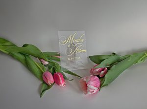 svadobné oznámenie transparentné s metalickou razbou