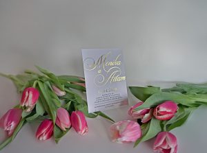 svadobné oznámenie transparentné s metalickou razbou