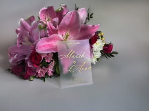 svadobné oznámenie transparentné s metalickou razbou