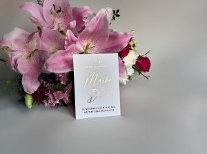 svadobné oznámenie luxusné, mliečny plast, metalická razba