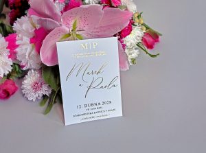 svadobné oznámenie transparentné s metalickou razbou