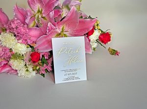 svadobné oznámenie luxusné, mliečny plast, metalická razba