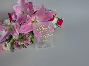 svadobné oznámenie transparentné s metalickou razbou