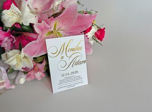 svadobné oznámenie transparentné s metalickou razbou