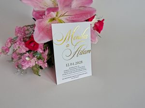 svadobné oznámenie transparentné s metalickou razbou