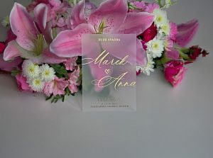 svadobné oznámenie transparentné s metalickou razbou