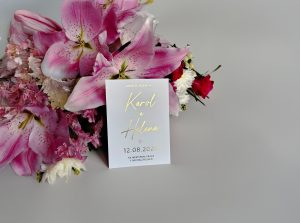 svadobné oznámenie luxusné, mliečny plast, metalická razba