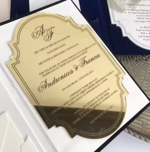 zrkadlové akrylové svadobné oznámenie