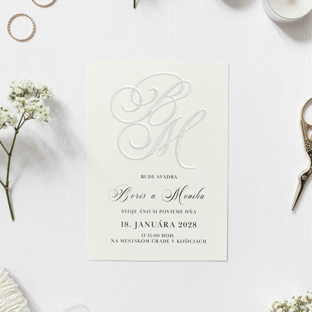 Luxusné svadobné oznámenie Emboss Letters