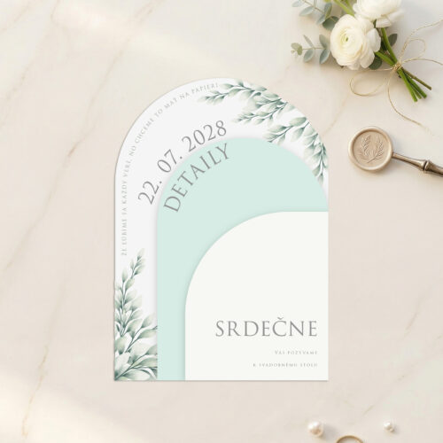 svadobné oznámenie polkruhové vyrezávané