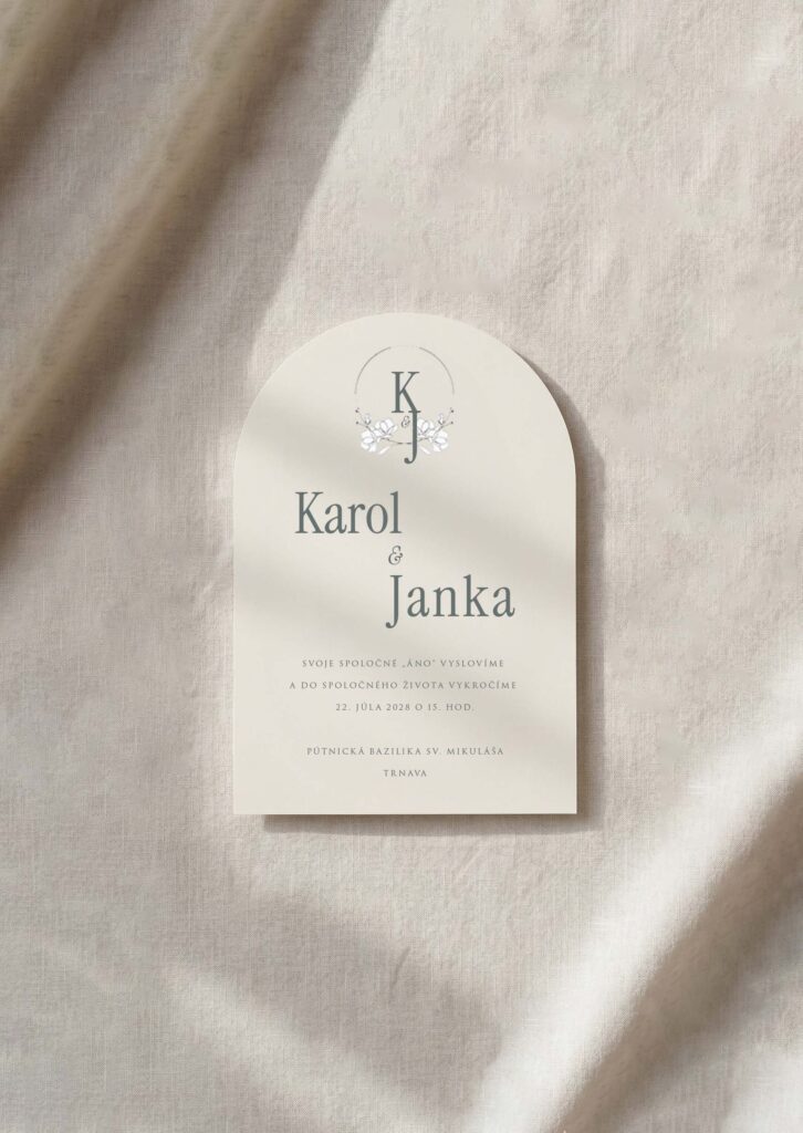 Svadobné oznámenie polkruhové Simple cream