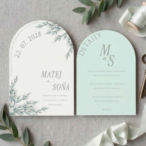 svadobné oznámenie polkruhové vyrezávané