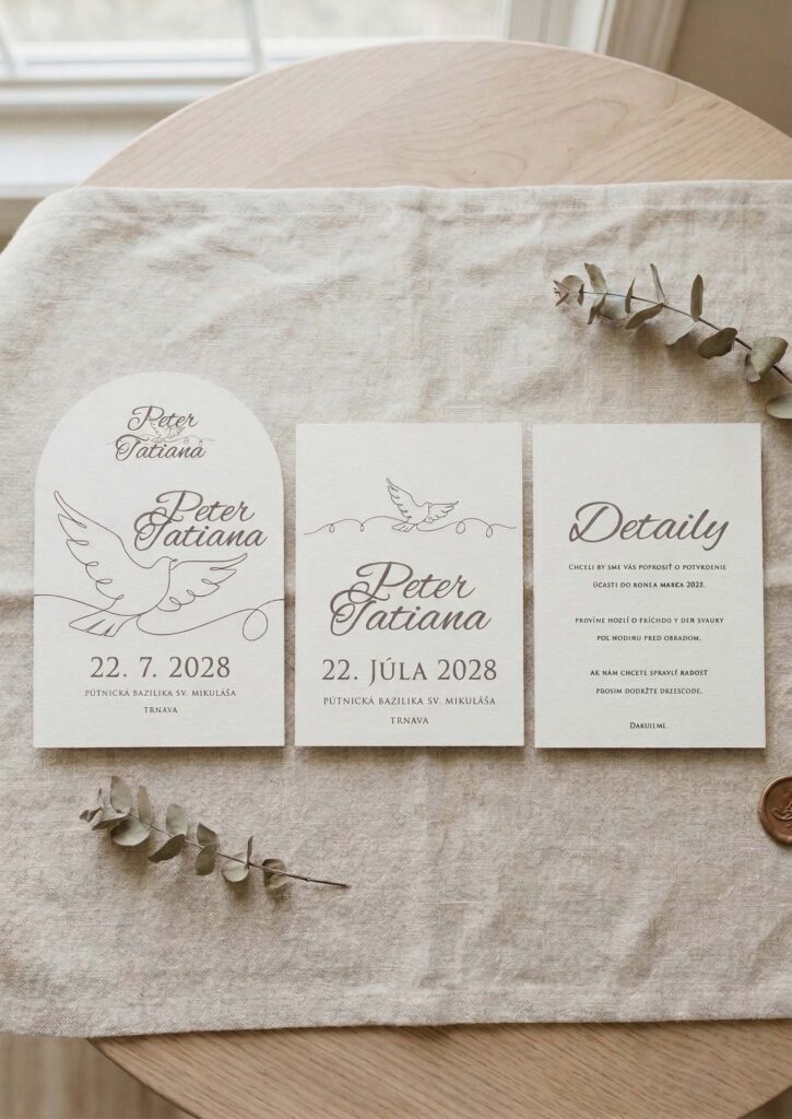 Svadobné oznámenie polkruhové Holubica