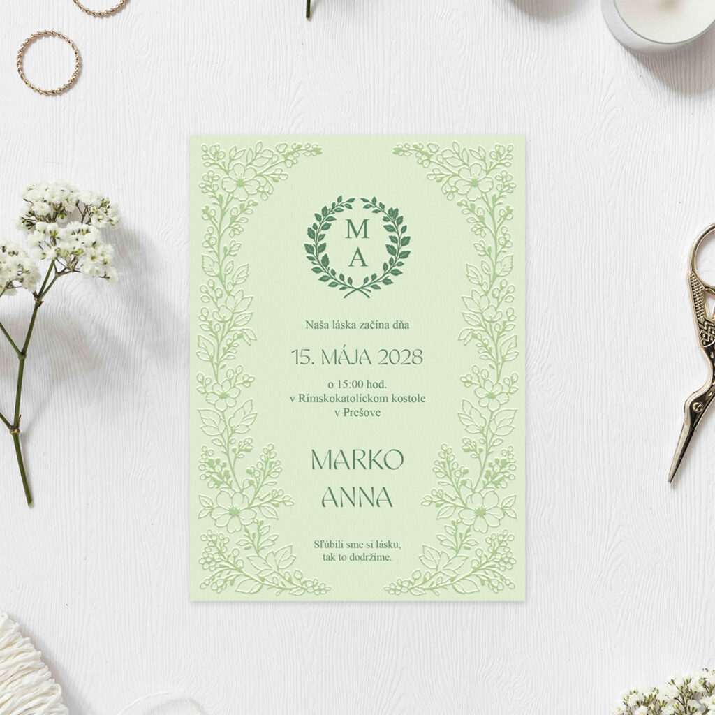 Luxusné svadobné oznámenie Emboss Victory love