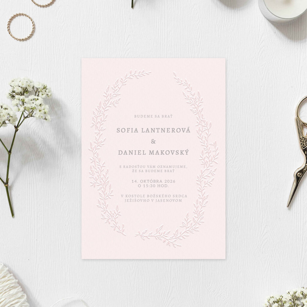 Luxusné svadobné oznámenie Emboss Simple love