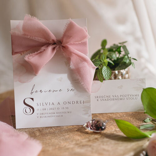 svadobné oznámenie s mašľou