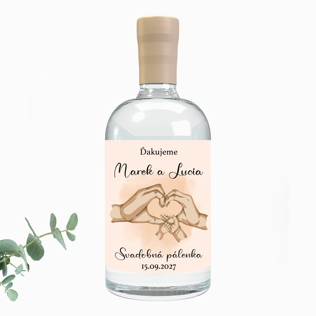 Etiketa na svadobnú pálenku Dlane