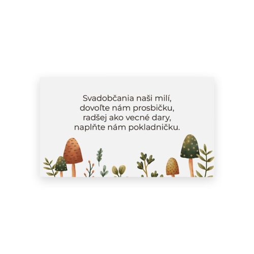 kartička so žiadosťou o svadobné dary