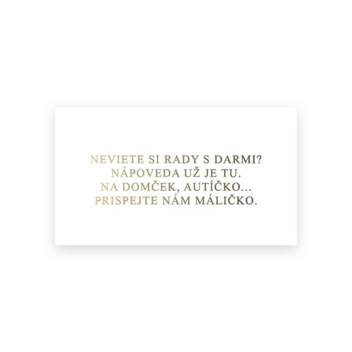 kartička so žiadosťou o svadobné dary